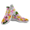 Plumeria Flower Yellow And Pink Print White Athletic Shoes-grizzshop