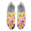 Plumeria Flower Yellow And Pink Print White Athletic Shoes-grizzshop