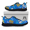 Plumeria Flower Yellow And White Blue Print Pattern Black Sneaker-grizzshop