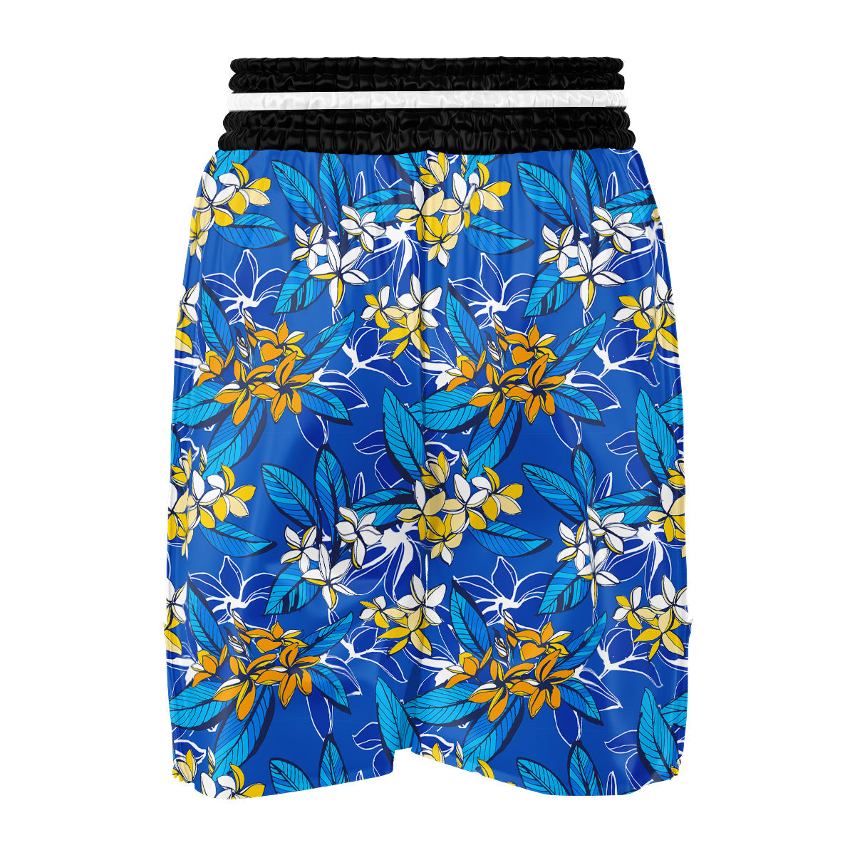Plumeria Flower Yellow And White Blue Print Pattern Boxing Shorts-grizzshop