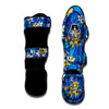 Plumeria Flower Yellow And White Blue Print Pattern Muay Thai Shin Guards-grizzshop