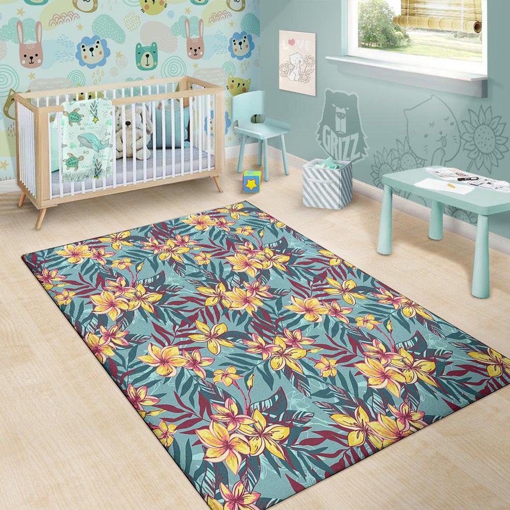 Plumeria Frangipani Tropical Print Pattern Floor Mat-grizzshop
