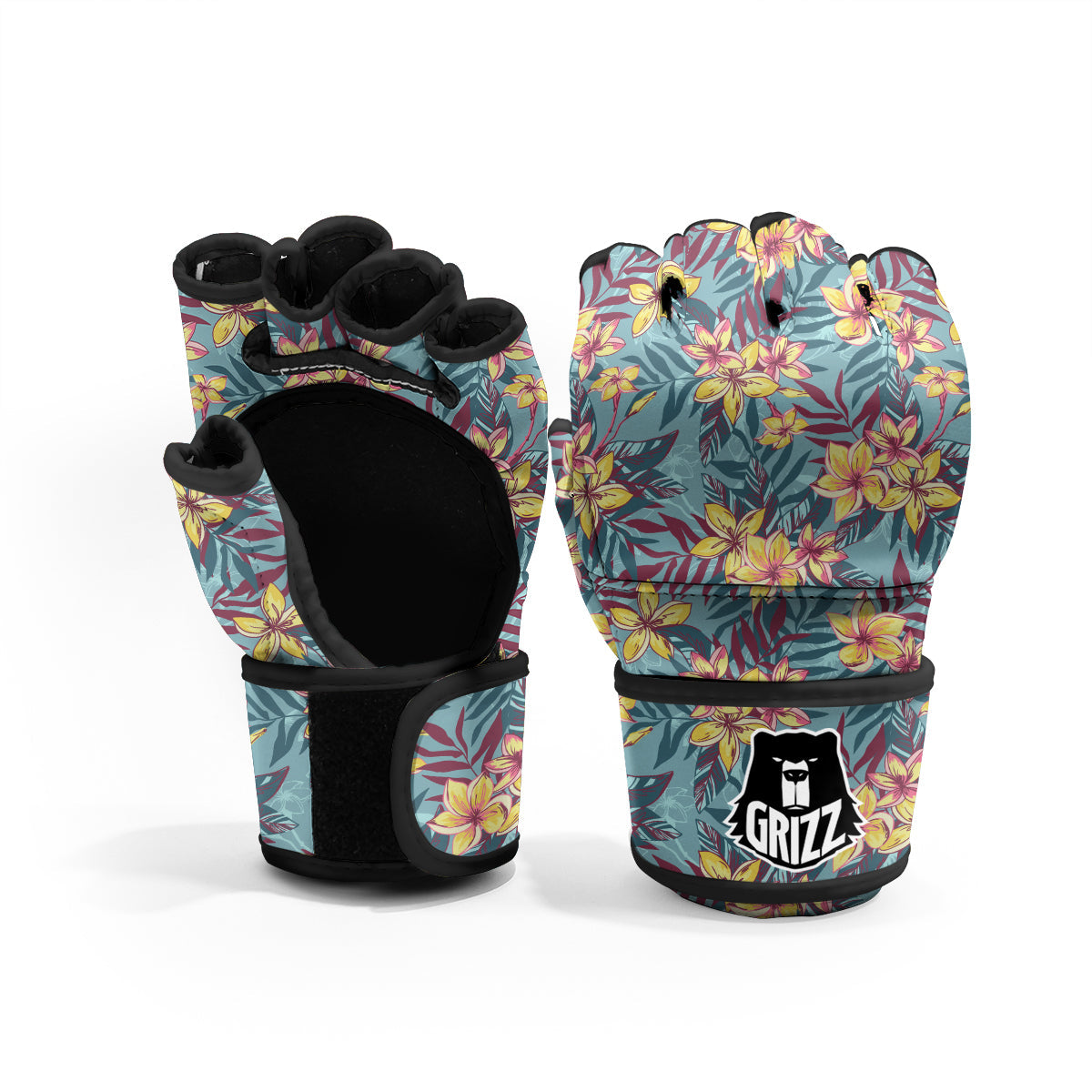 Plumeria Frangipani Tropical Print Pattern MMA Gloves-grizzshop