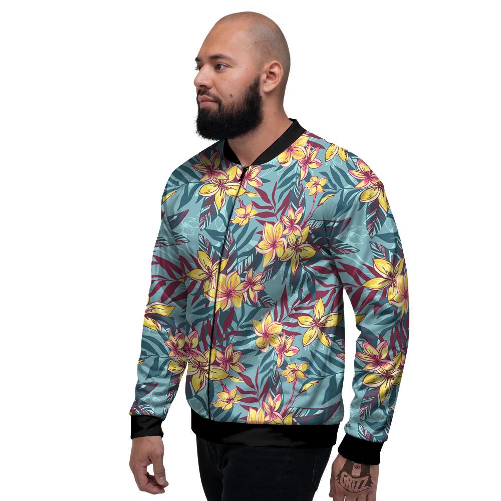 Plumeria Frangipani Tropical Print Pattern Men's Bomber Jacket-grizzshop