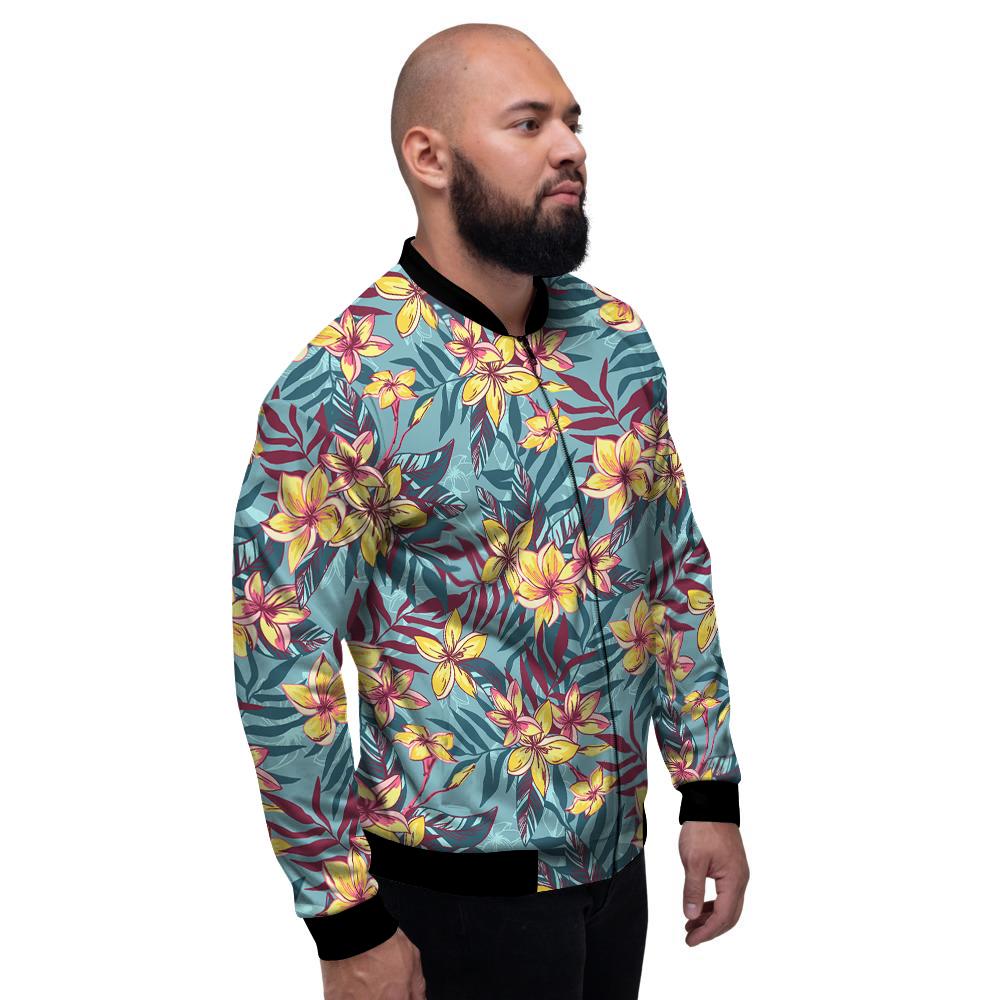 Plumeria Frangipani Tropical Print Pattern Men's Bomber Jacket-grizzshop