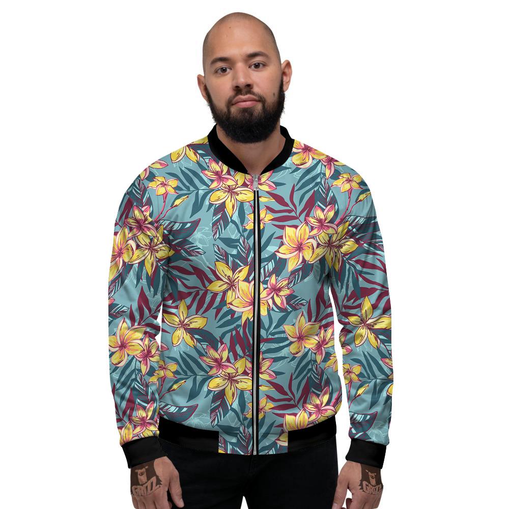Plumeria Frangipani Tropical Print Pattern Men's Bomber Jacket-grizzshop