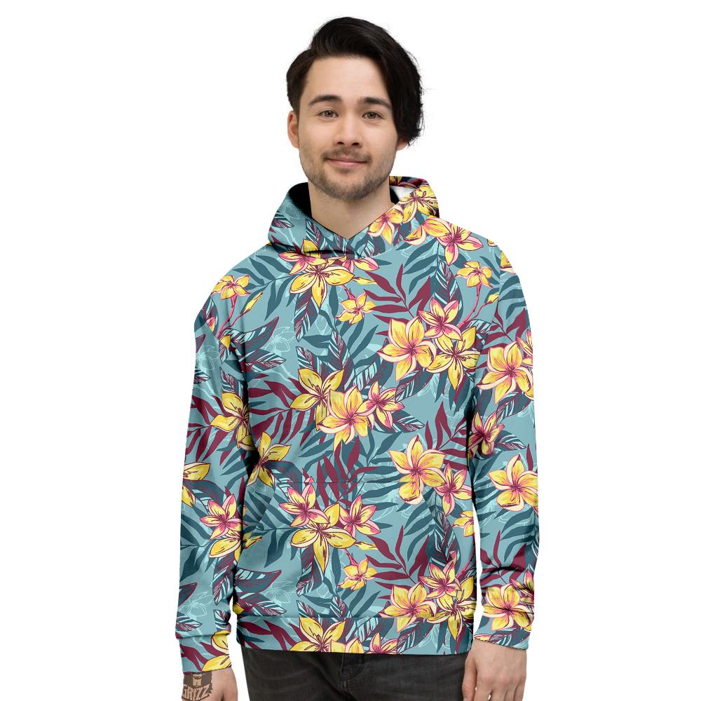 Plumeria Frangipani Tropical Print Pattern Men's Hoodie-grizzshop