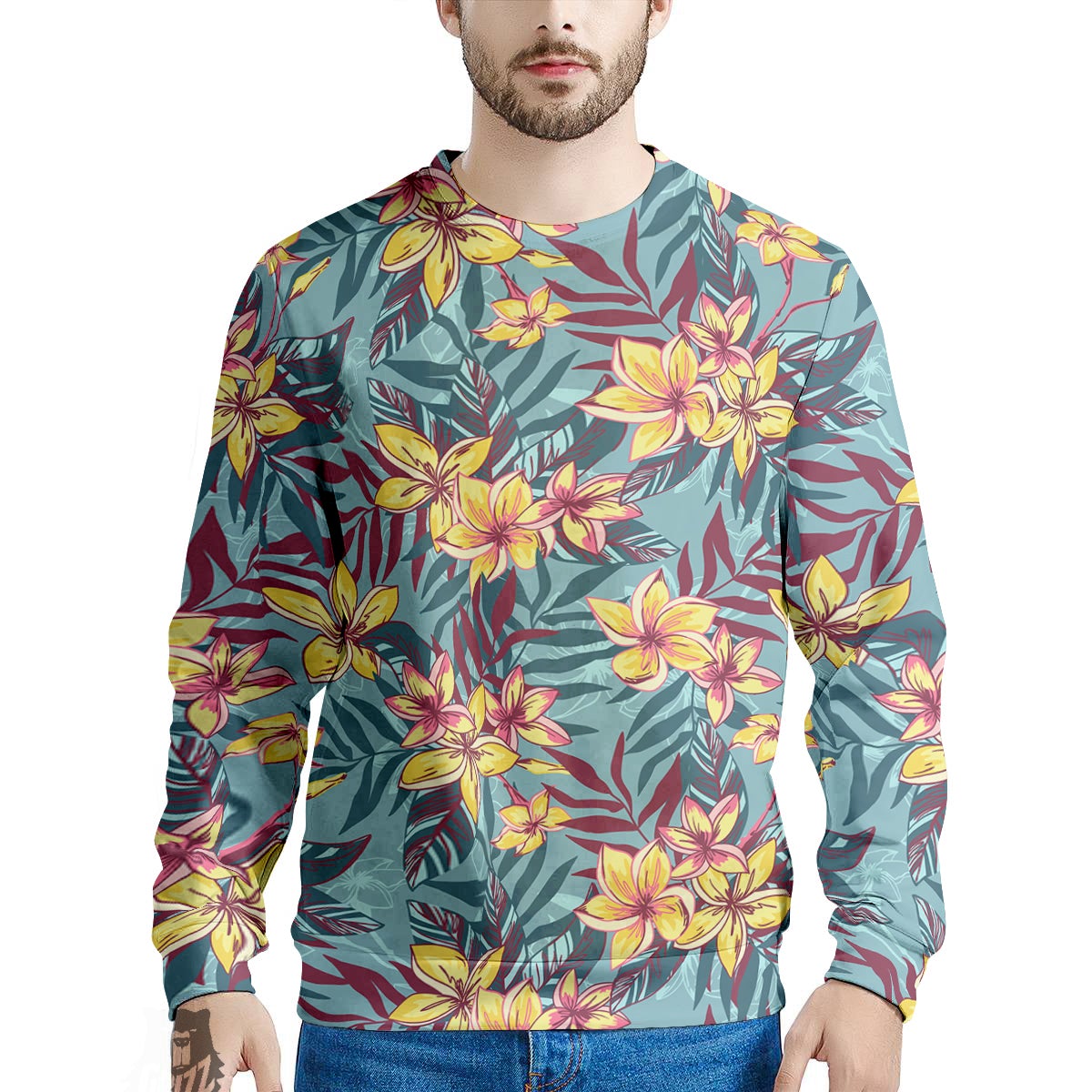 Plumeria Frangipani Tropical Print Pattern Men's Sweatshirt-grizzshop