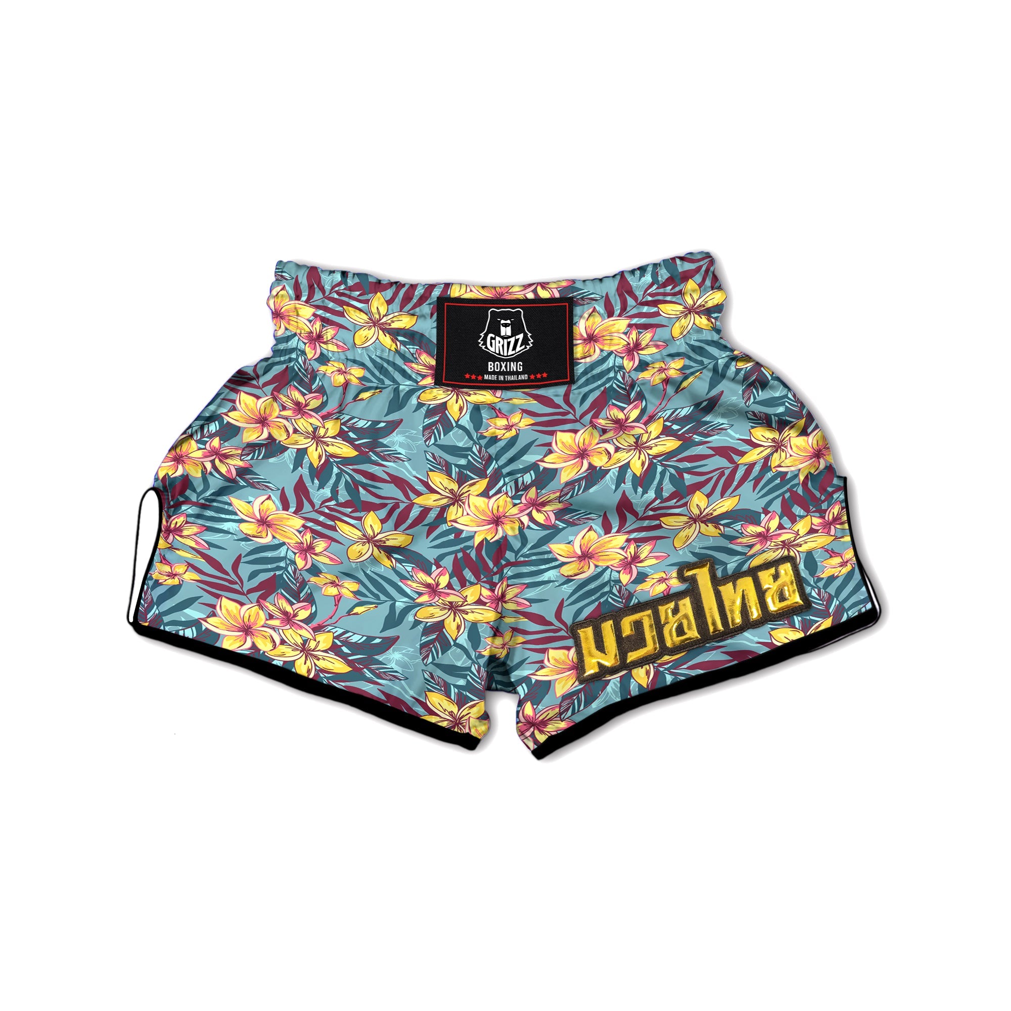 Plumeria Frangipani Tropical Print Pattern Muay Thai Boxing Shorts-grizzshop