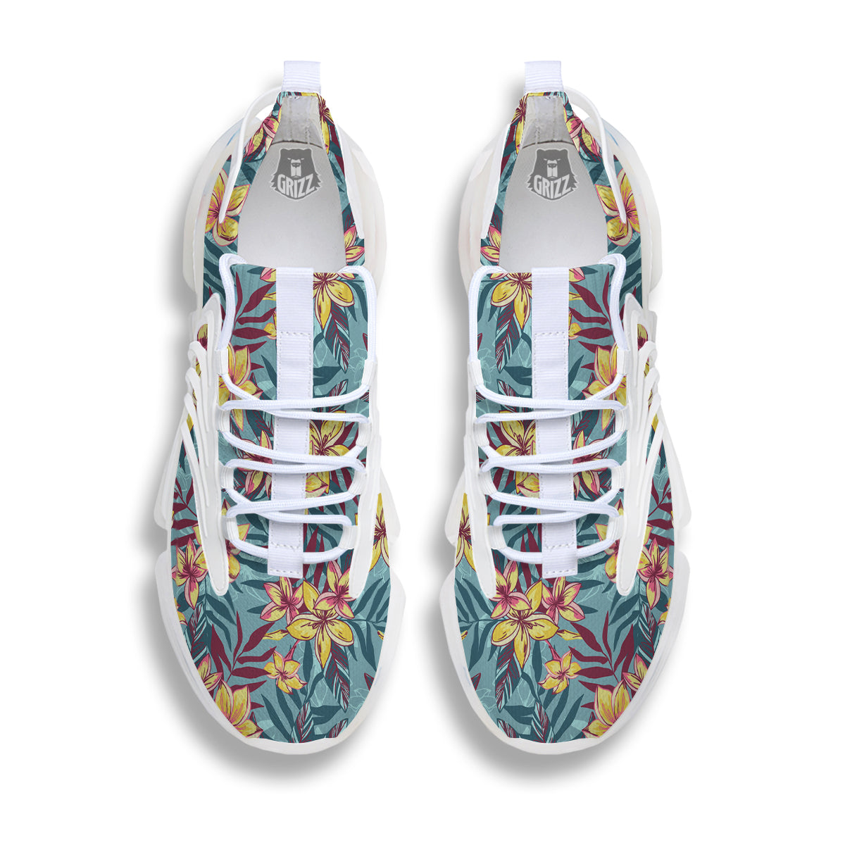 Plumeria Frangipani Tropical Print Pattern White Gym Shoes-grizzshop