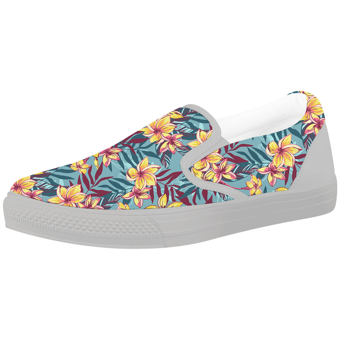 Plumeria Frangipani Tropical Print Pattern White Slip On Shoes-grizzshop