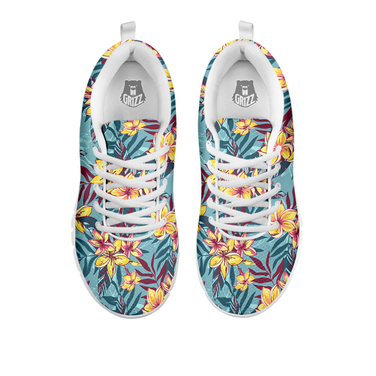 Plumeria Frangipani Tropical Print Pattern White Sneaker-grizzshop