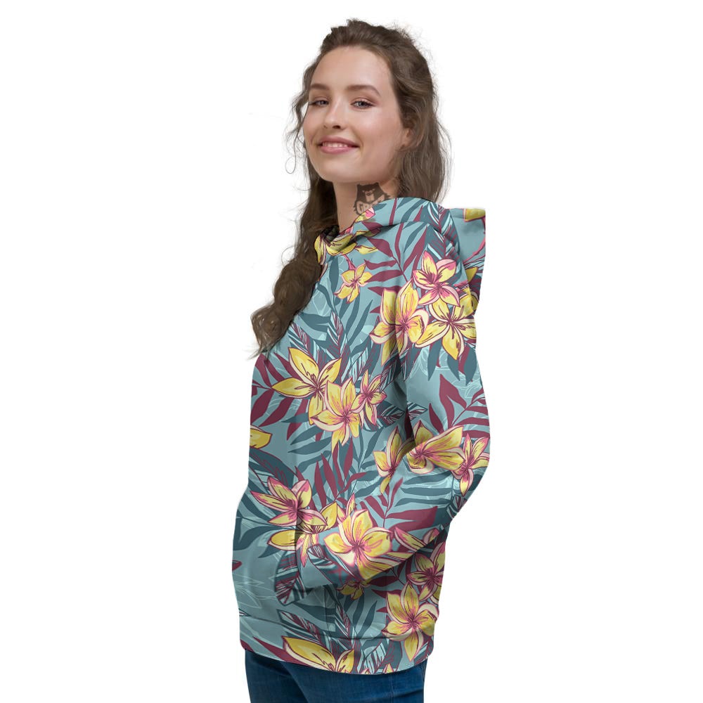 Plumeria Frangipani Tropical Print Pattern Women's Hoodie-grizzshop