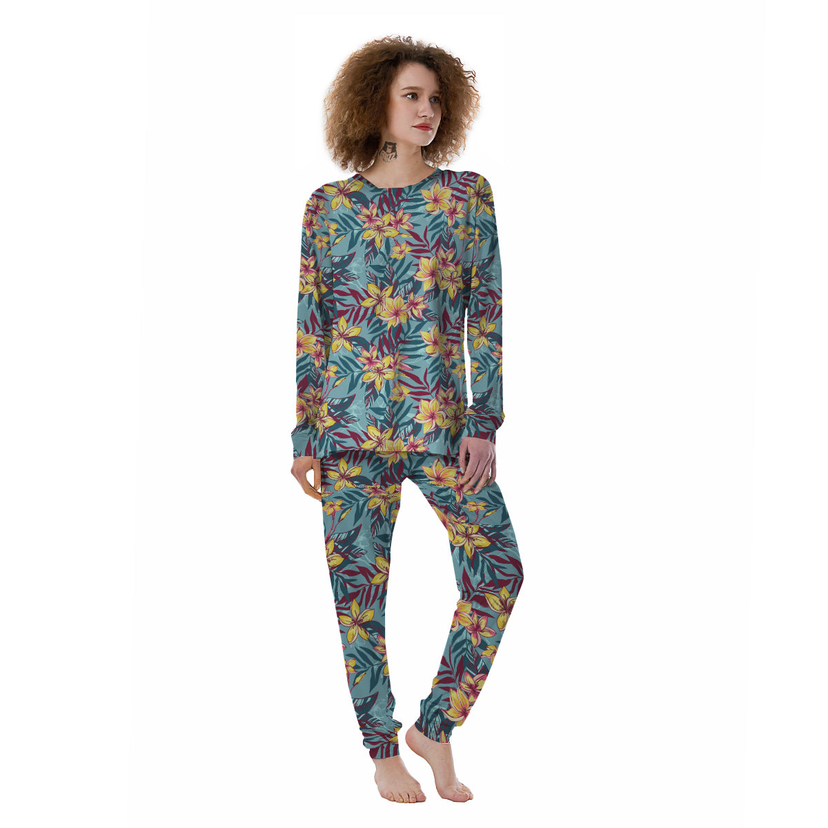 Plumeria Frangipani Tropical Print Pattern Women s Pajamas