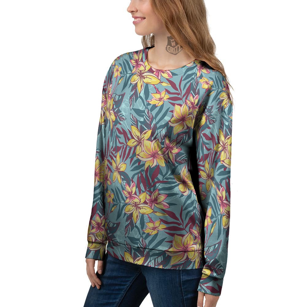Plumeria Frangipani Tropical Print Pattern Women's Sweatshirt-grizzshop