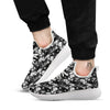 Plumeria Monochrome Print Pattern White Athletic Shoes-grizzshop