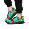 Plumeria Red Hibiscus Print Pattern Black Sneaker-grizzshop