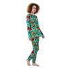 Plumeria Red Hibiscus Print Pattern Women's Pajamas-grizzshop