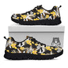 Plumeria Yellow And Black Print Pattern Black Sneaker-grizzshop