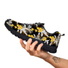 Plumeria Yellow And Black Print Pattern Black Sneaker-grizzshop