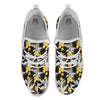 Plumeria Yellow And Black Print Pattern White Athletic Shoes-grizzshop