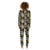 Plumeria Yellow And Black Print Pattern Women's Pajamas-grizzshop