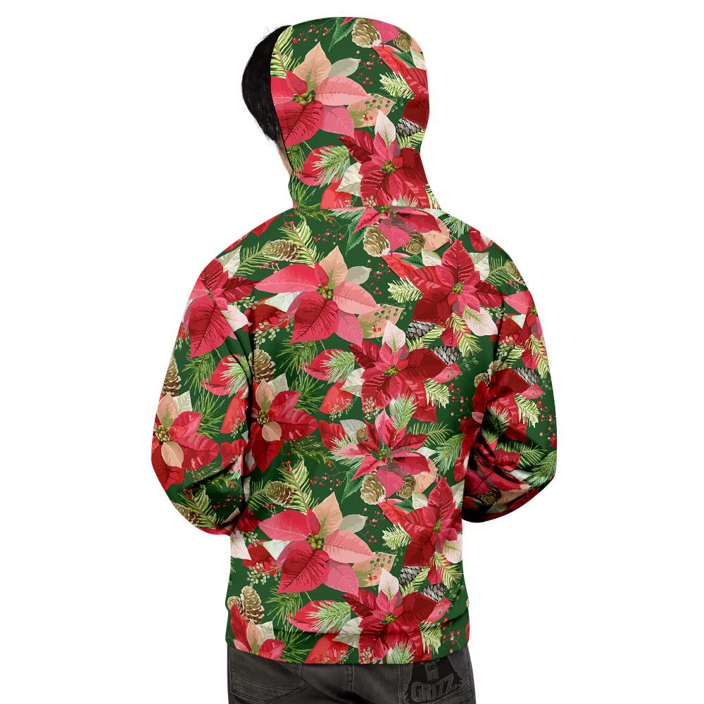 Poinsettia Christmas Vintage Print Pattern Men's Hoodie-grizzshop
