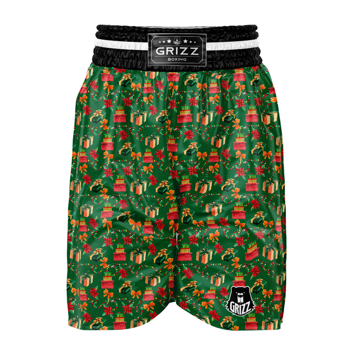 Poinsettia Cute Christmas Print Pattern Boxing Shorts-grizzshop