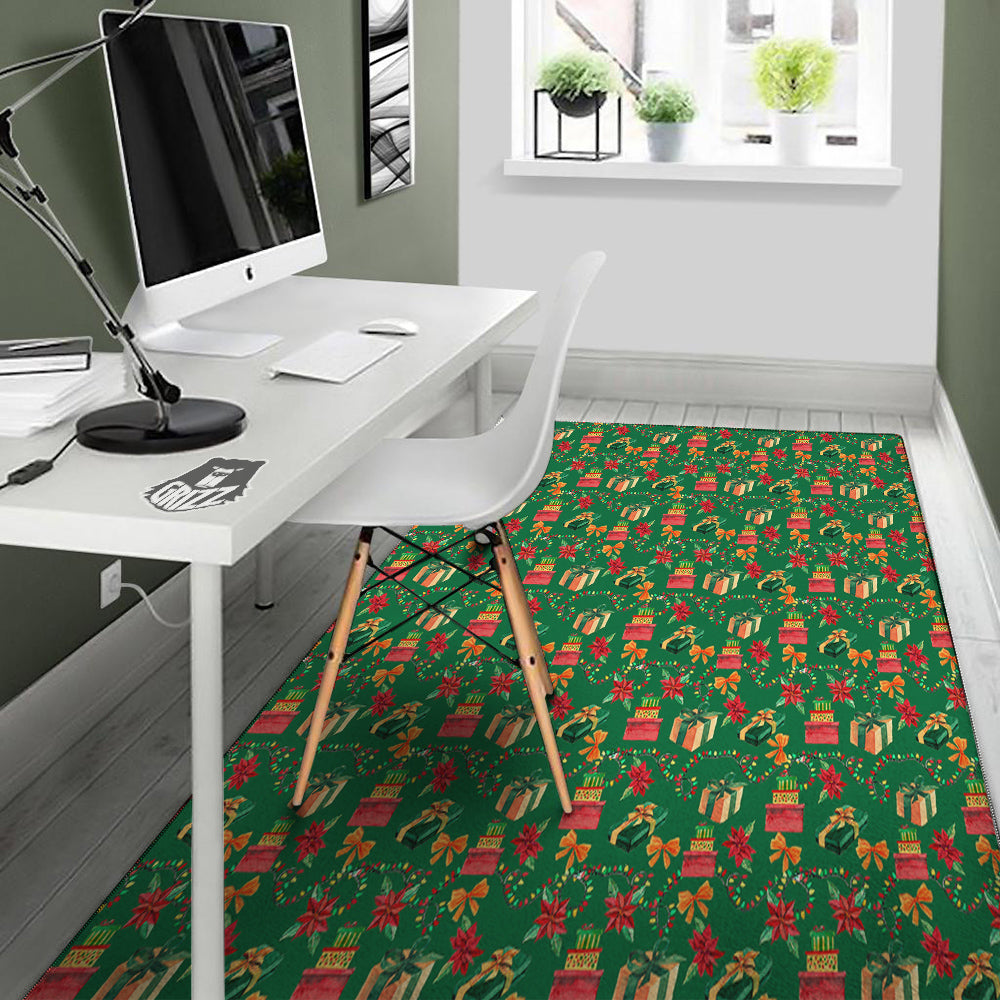 Poinsettia Cute Christmas Print Pattern Floor Mat-grizzshop