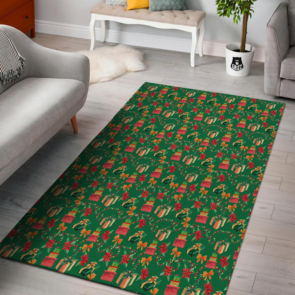 Poinsettia Cute Christmas Print Pattern Floor Mat-grizzshop