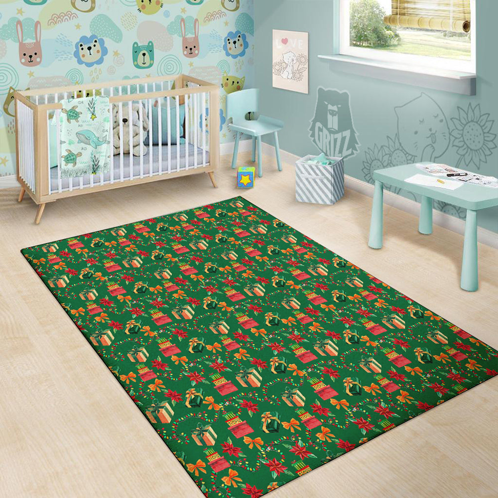 Poinsettia Cute Christmas Print Pattern Floor Mat-grizzshop