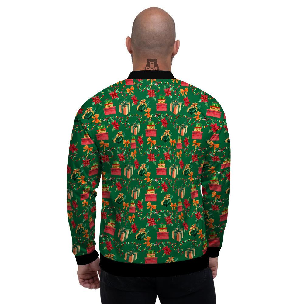 Poinsettia Cute Christmas Print Pattern Men's Bomber Jacket-grizzshop