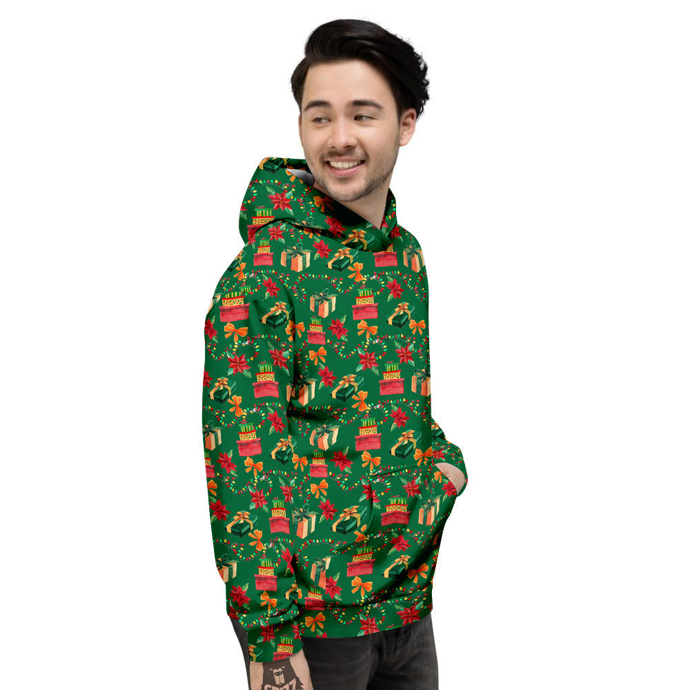 Poinsettia Cute Christmas Print Pattern Men's Hoodie-grizzshop
