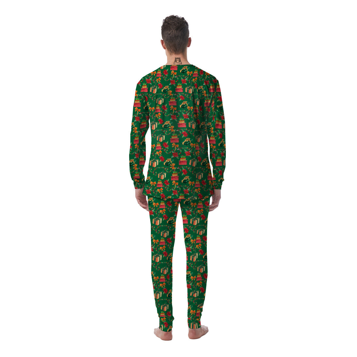 Poinsettia Cute Christmas Print Pattern Men's Pajamas-grizzshop