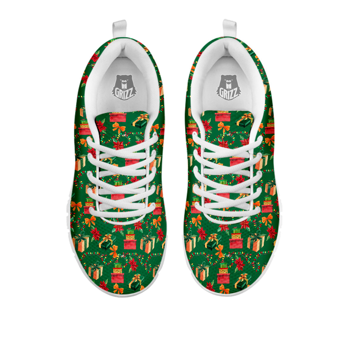 Poinsettia Cute Christmas Print Pattern White Sneaker-grizzshop