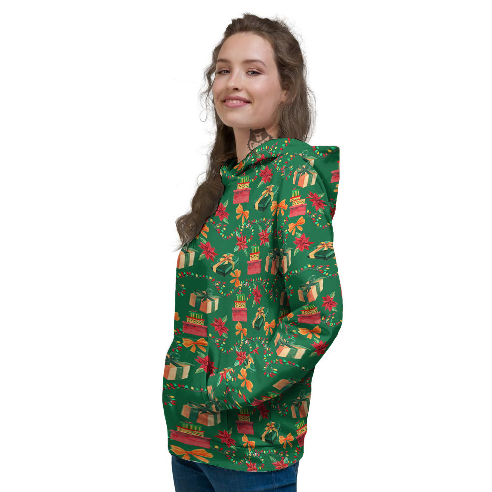 Poinsettia Cute Christmas Print Pattern Women's Hoodie-grizzshop