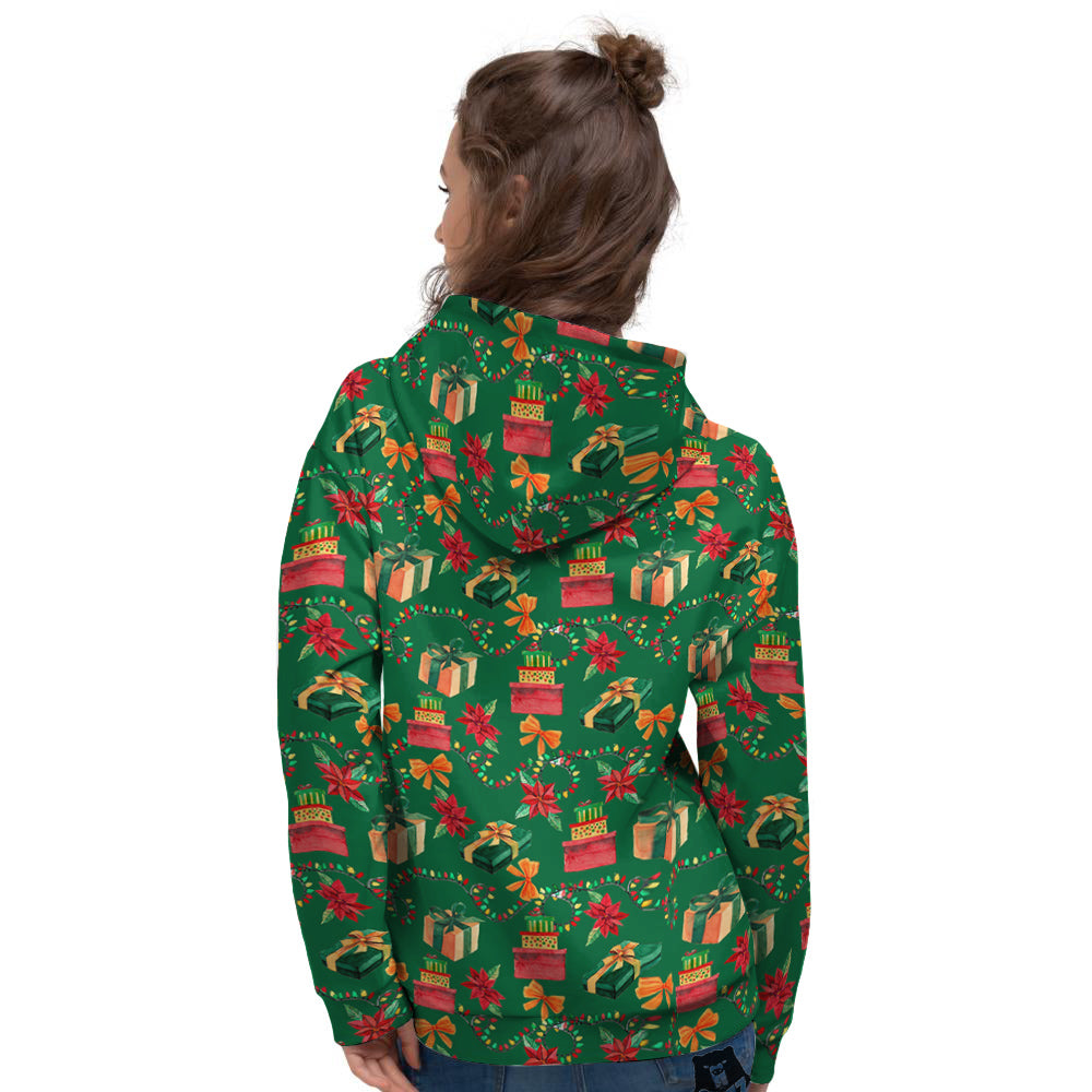 Poinsettia Cute Christmas Print Pattern Women's Hoodie-grizzshop