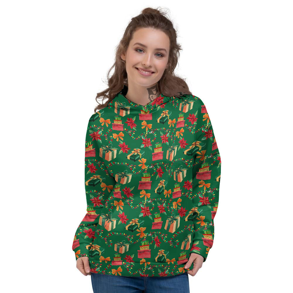Poinsettia Cute Christmas Print Pattern Women's Hoodie-grizzshop