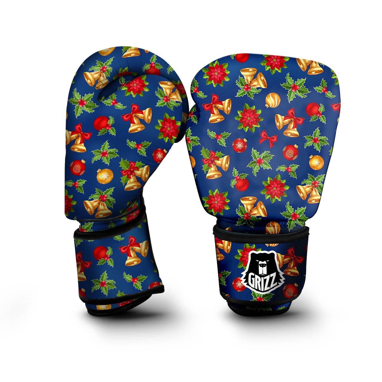 Poinsettia Merry Christmas Print Pattern Boxing Gloves-grizzshop