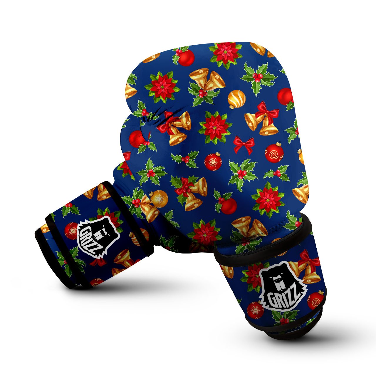 Poinsettia Merry Christmas Print Pattern Boxing Gloves-grizzshop