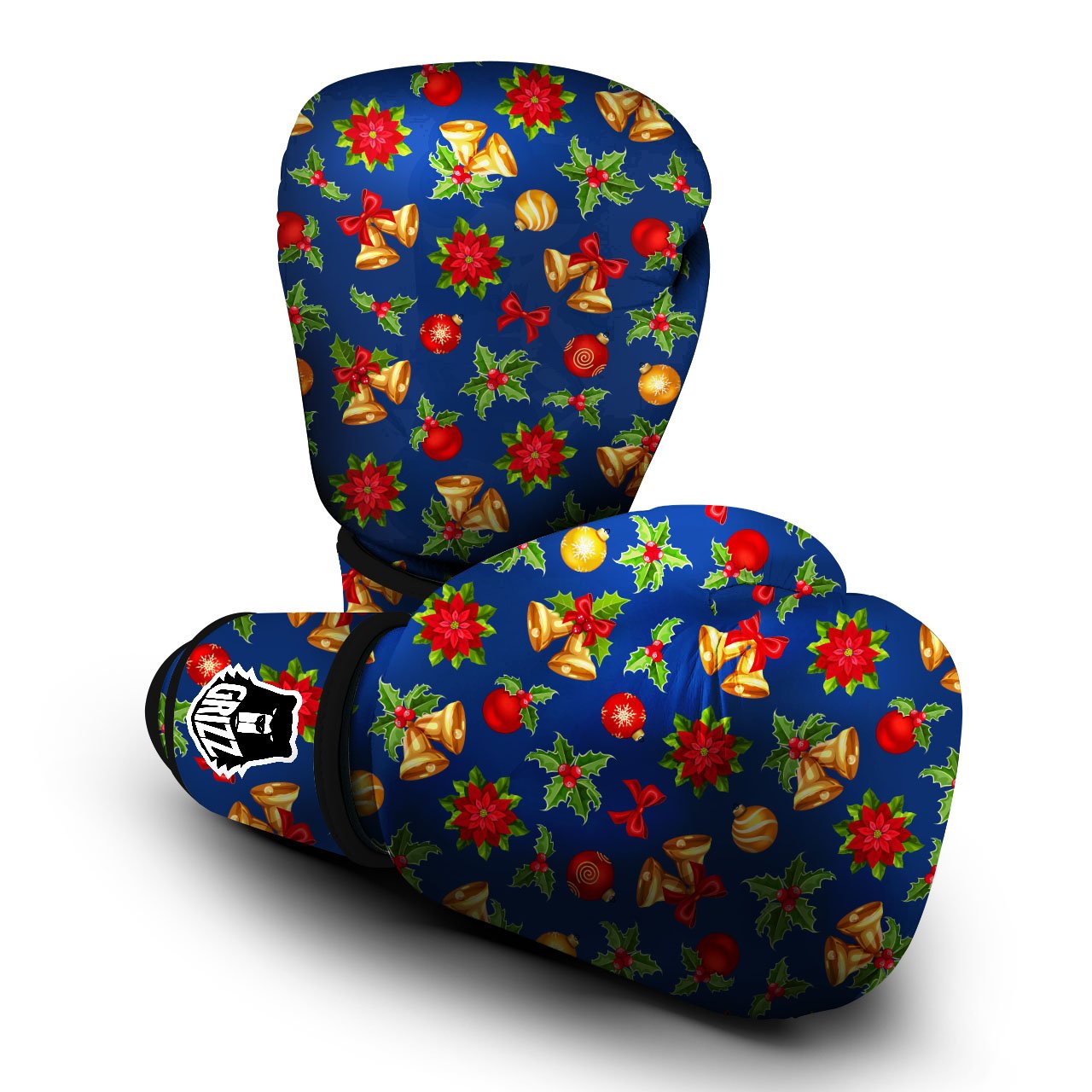 Poinsettia Merry Christmas Print Pattern Boxing Gloves-grizzshop