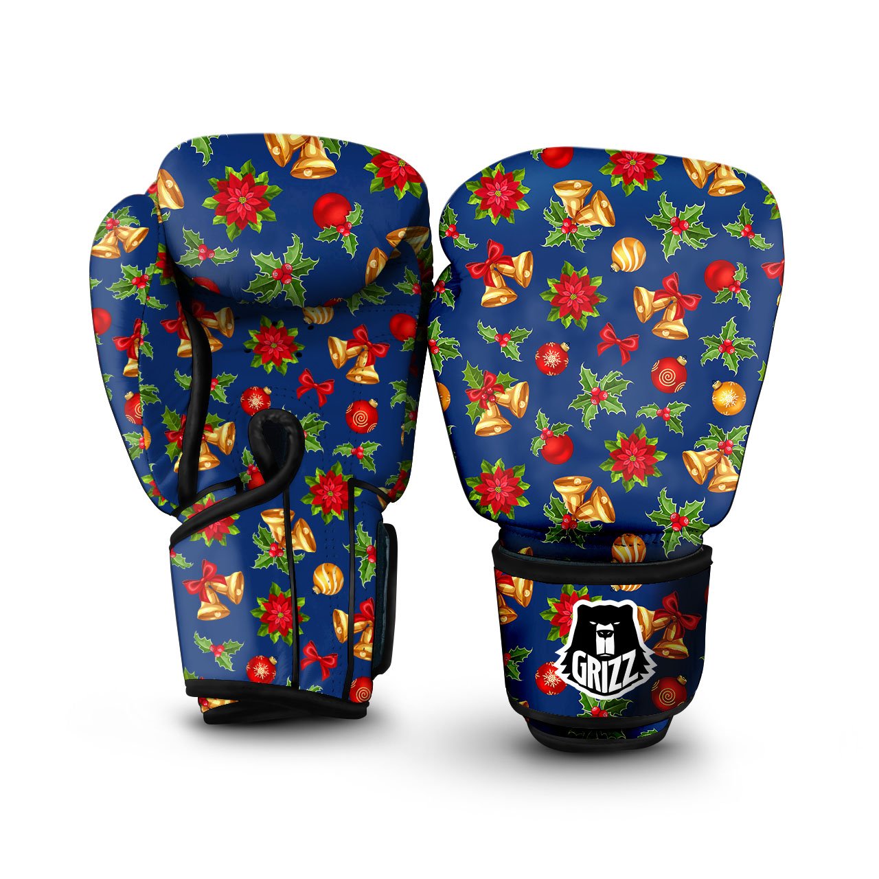 Poinsettia Merry Christmas Print Pattern Boxing Gloves-grizzshop
