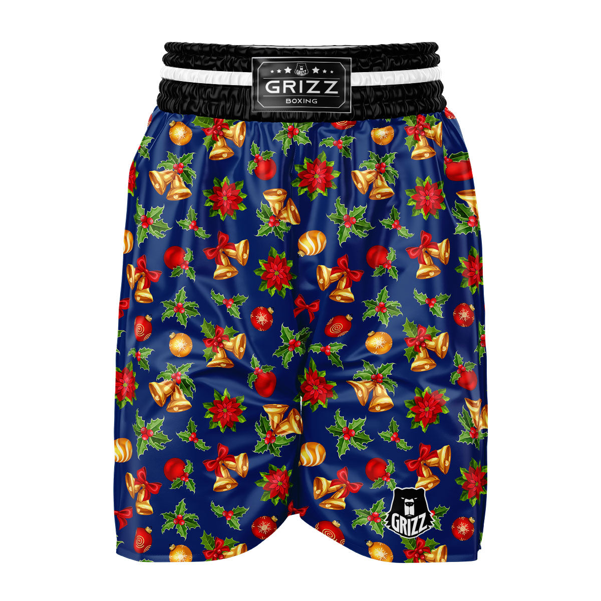 Poinsettia Merry Christmas Print Pattern Boxing Shorts-grizzshop