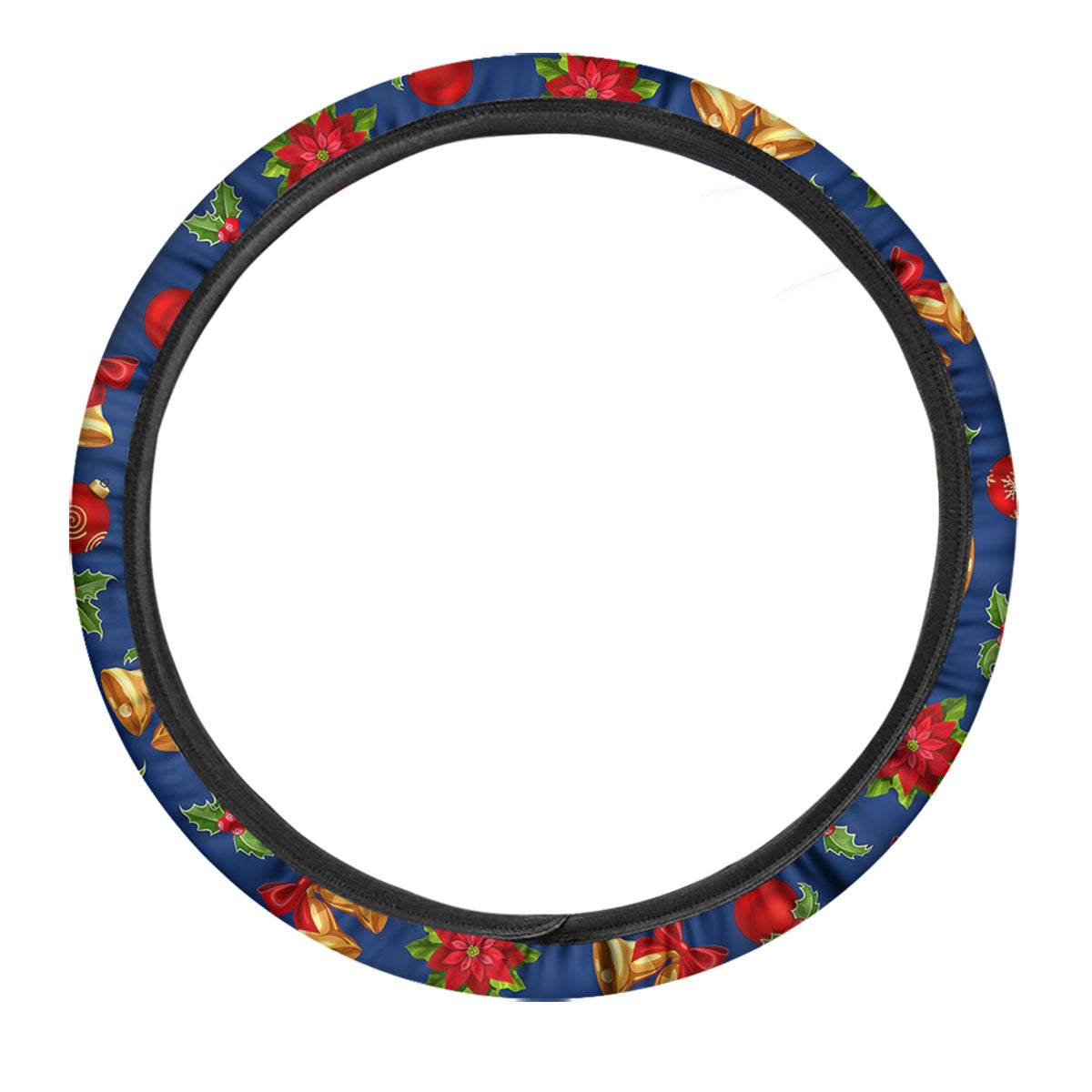 Poinsettia Merry Christmas Print Pattern Car Steering Wheel Cover-grizzshop