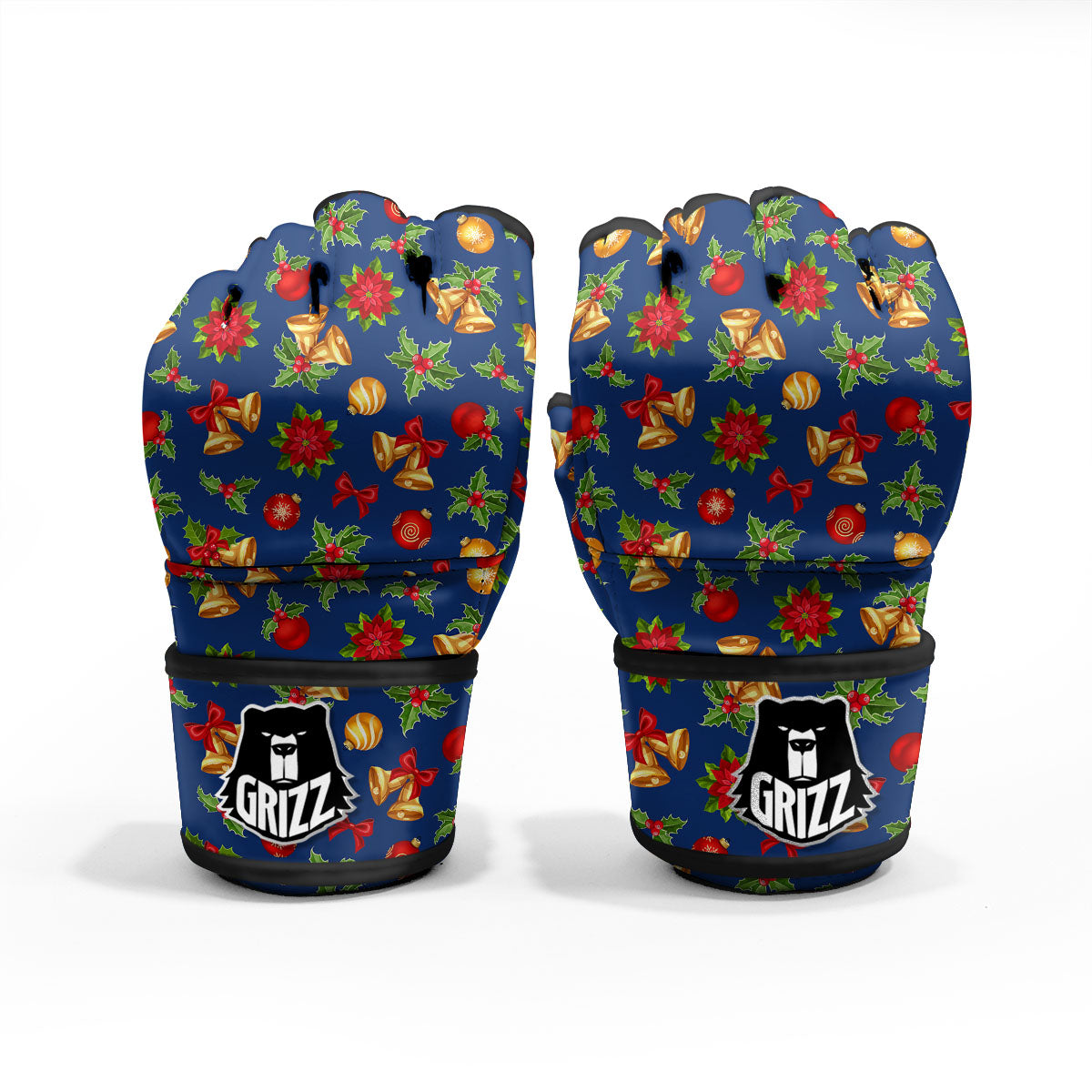 Poinsettia Merry Christmas Print Pattern MMA Gloves-grizzshop