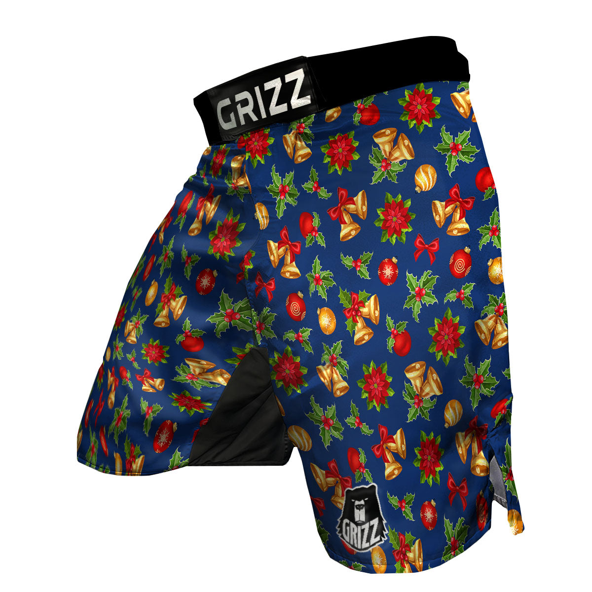 Poinsettia Merry Christmas Print Pattern MMA Shorts-grizzshop