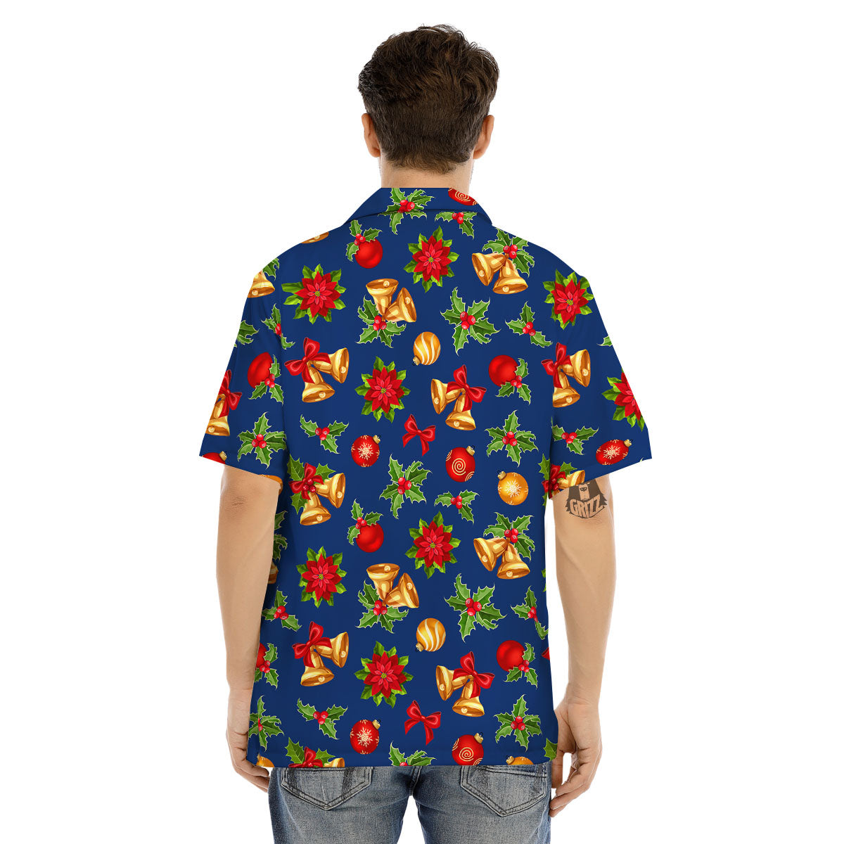 Poinsettia Merry Christmas Print Pattern Men's Hawaiian Shirt-grizzshop