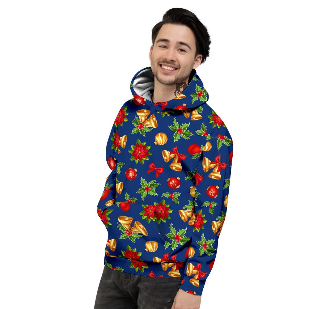 Poinsettia Merry Christmas Print Pattern Men's Hoodie-grizzshop