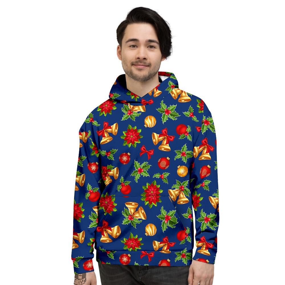 Poinsettia Merry Christmas Print Pattern Men's Hoodie-grizzshop