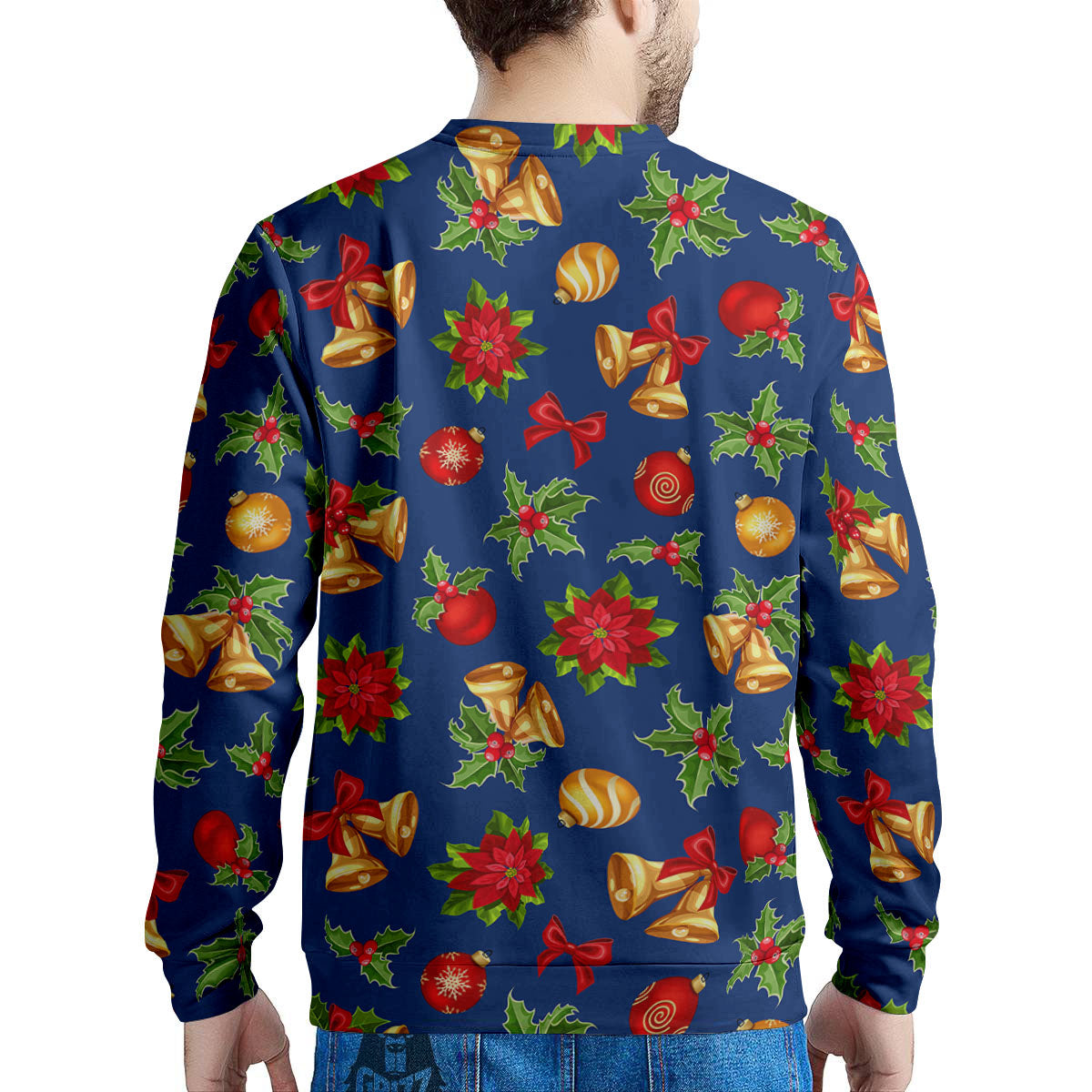 Poinsettia Merry Christmas Print Pattern Men's Sweatshirt-grizzshop
